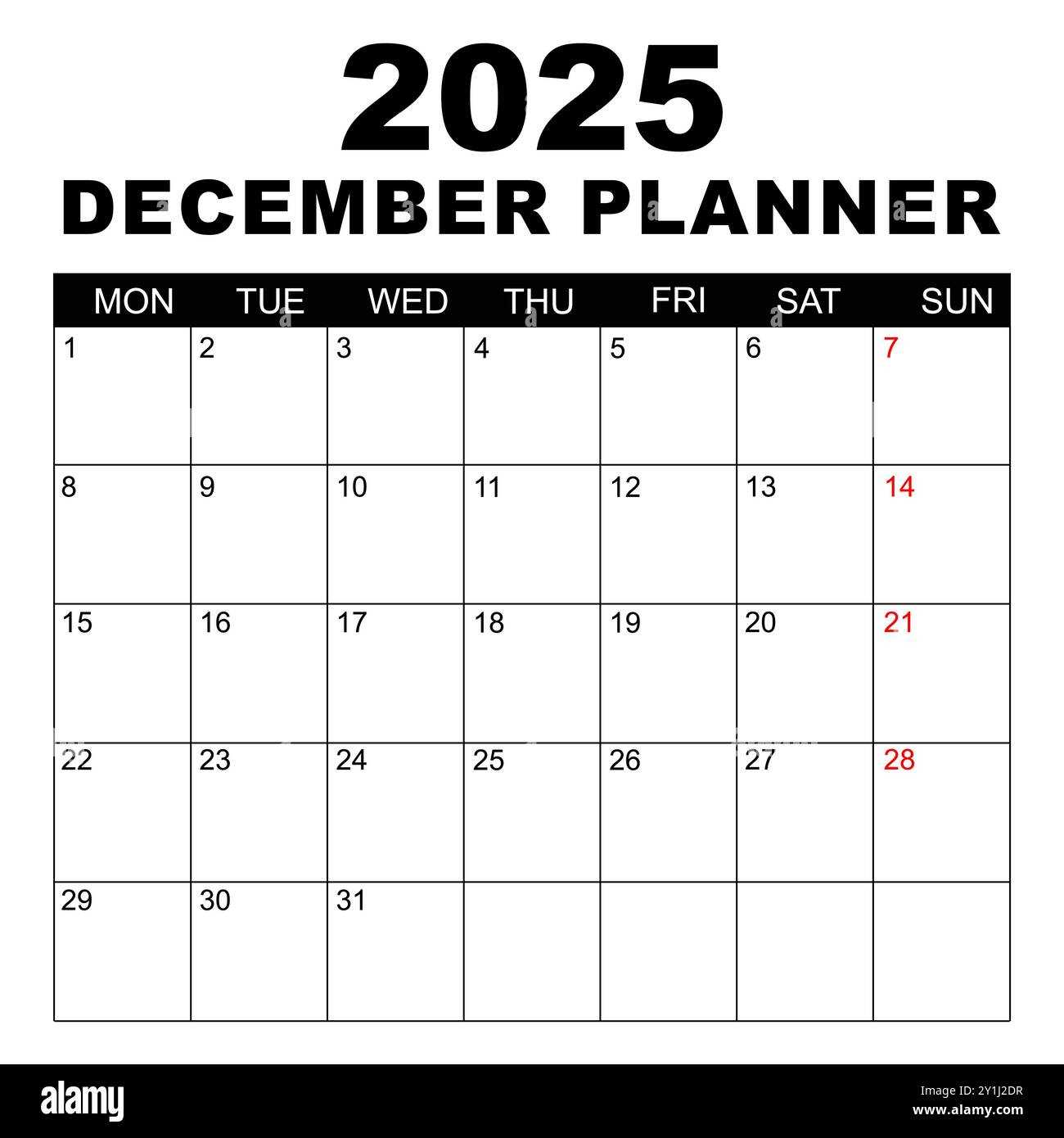 2025 calendar template vector