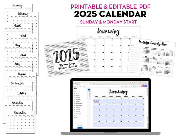 2025 editable calendar template