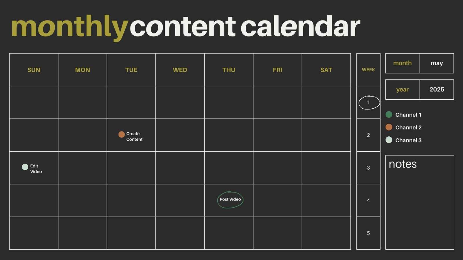 2025 editorial calendar template