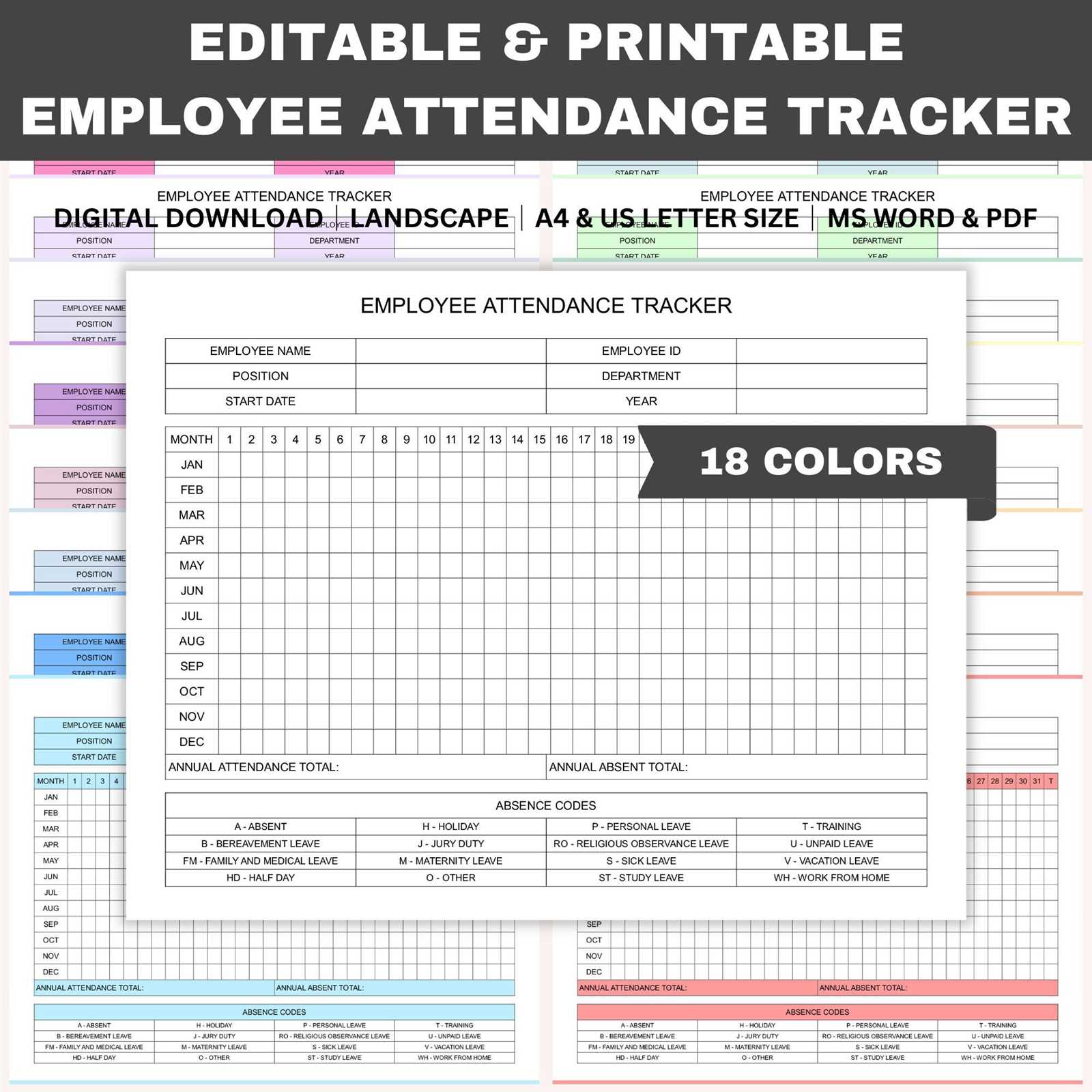 2025 employee attendance calendar template