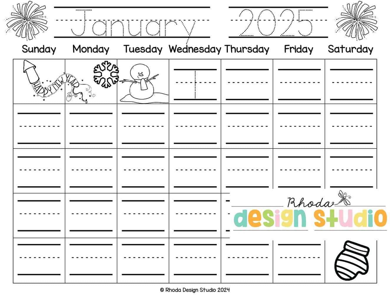 2025 fillable calendar template