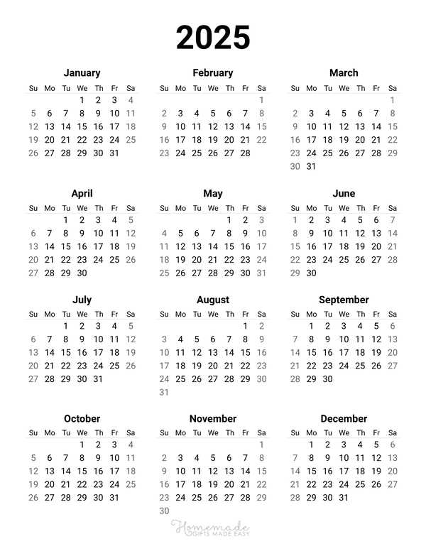 2025 free calendar template