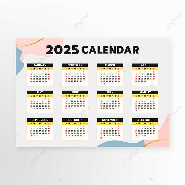 2025 full year calendar template