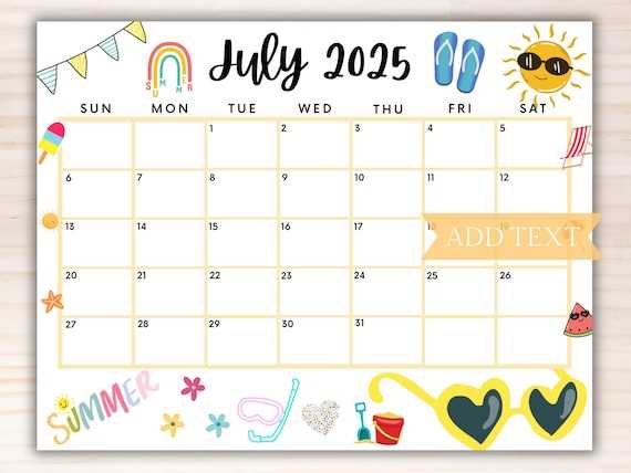 2025 july calendar template