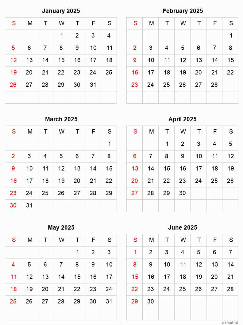 2025 month by month calendar template