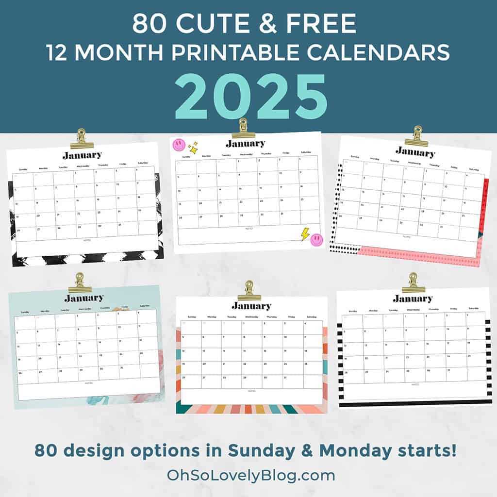 2025 month by month calendar template