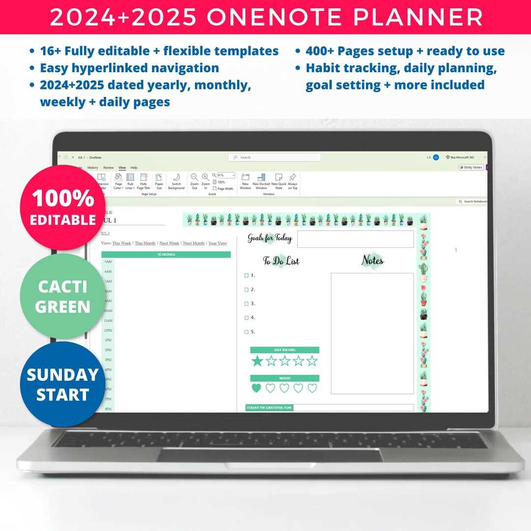 2025 onenote calendar template