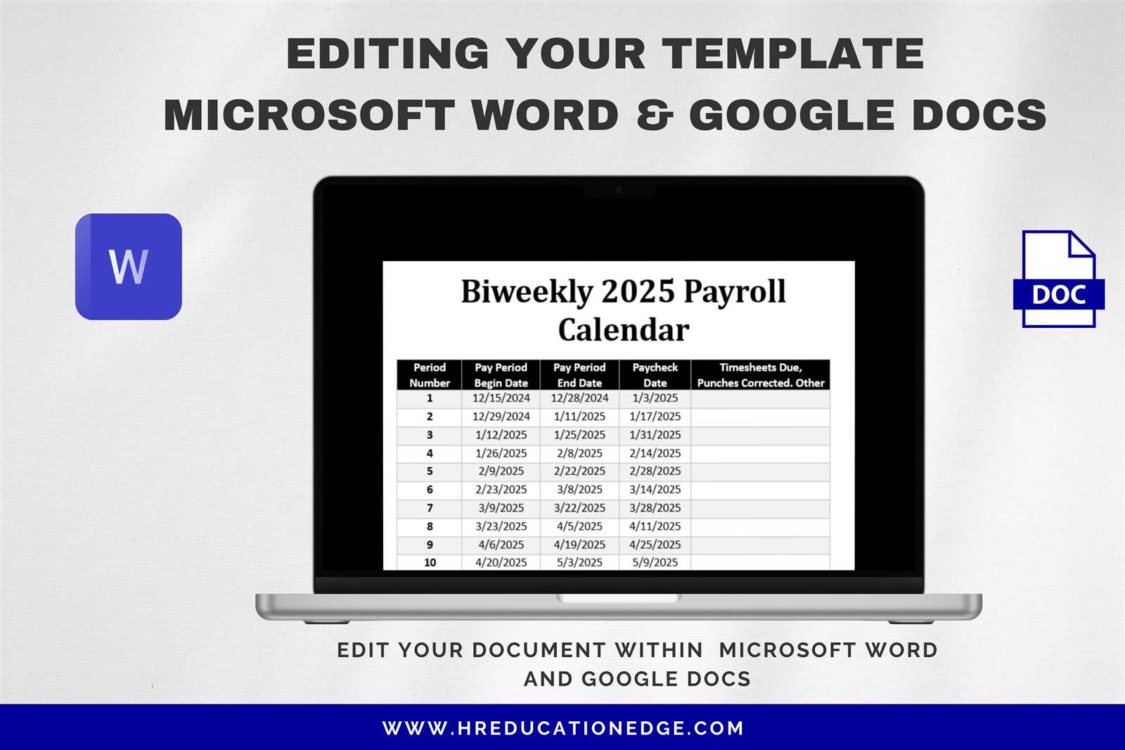 2025 payroll calendar biweekly template