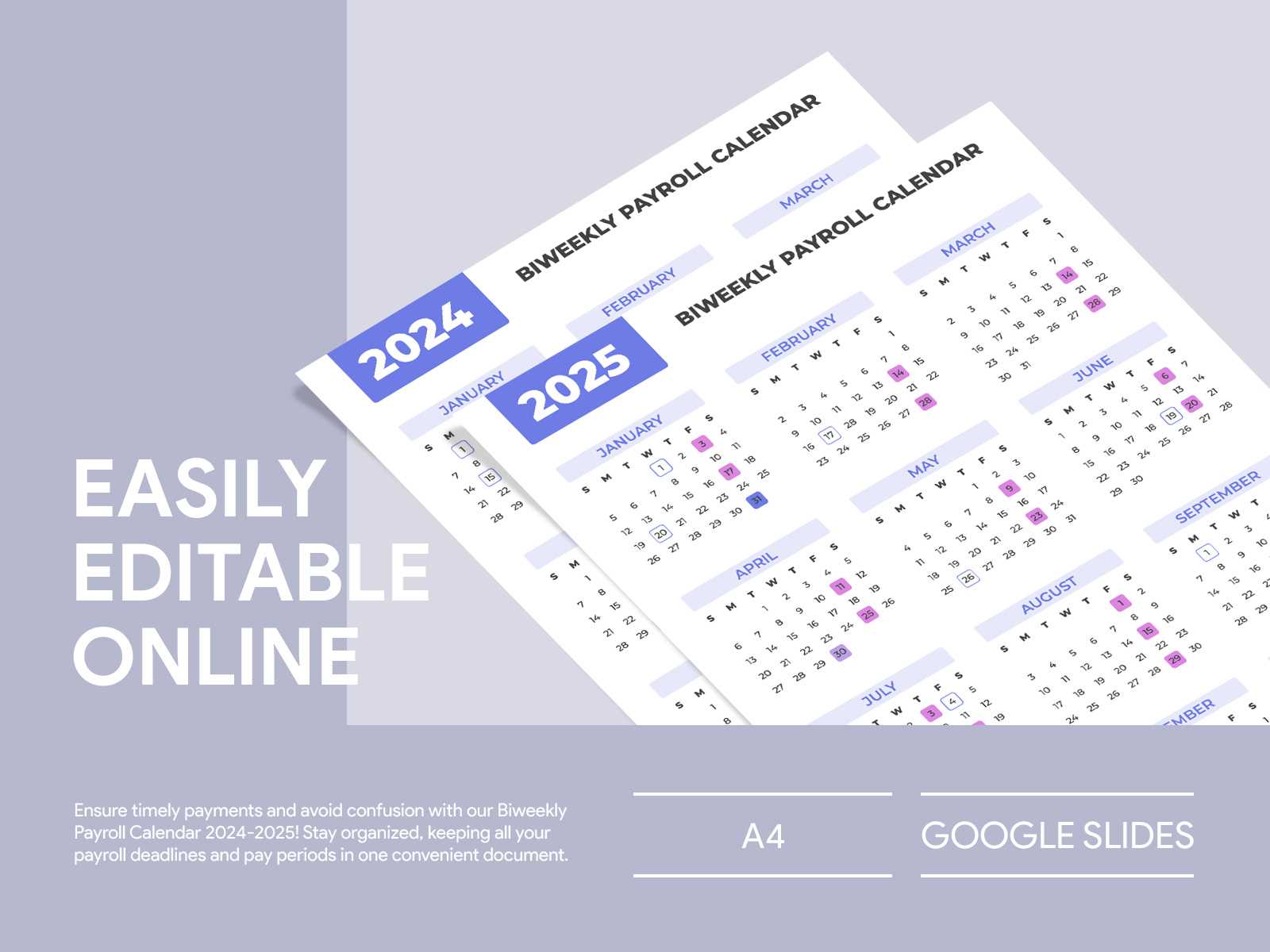 2025 payroll calendar template