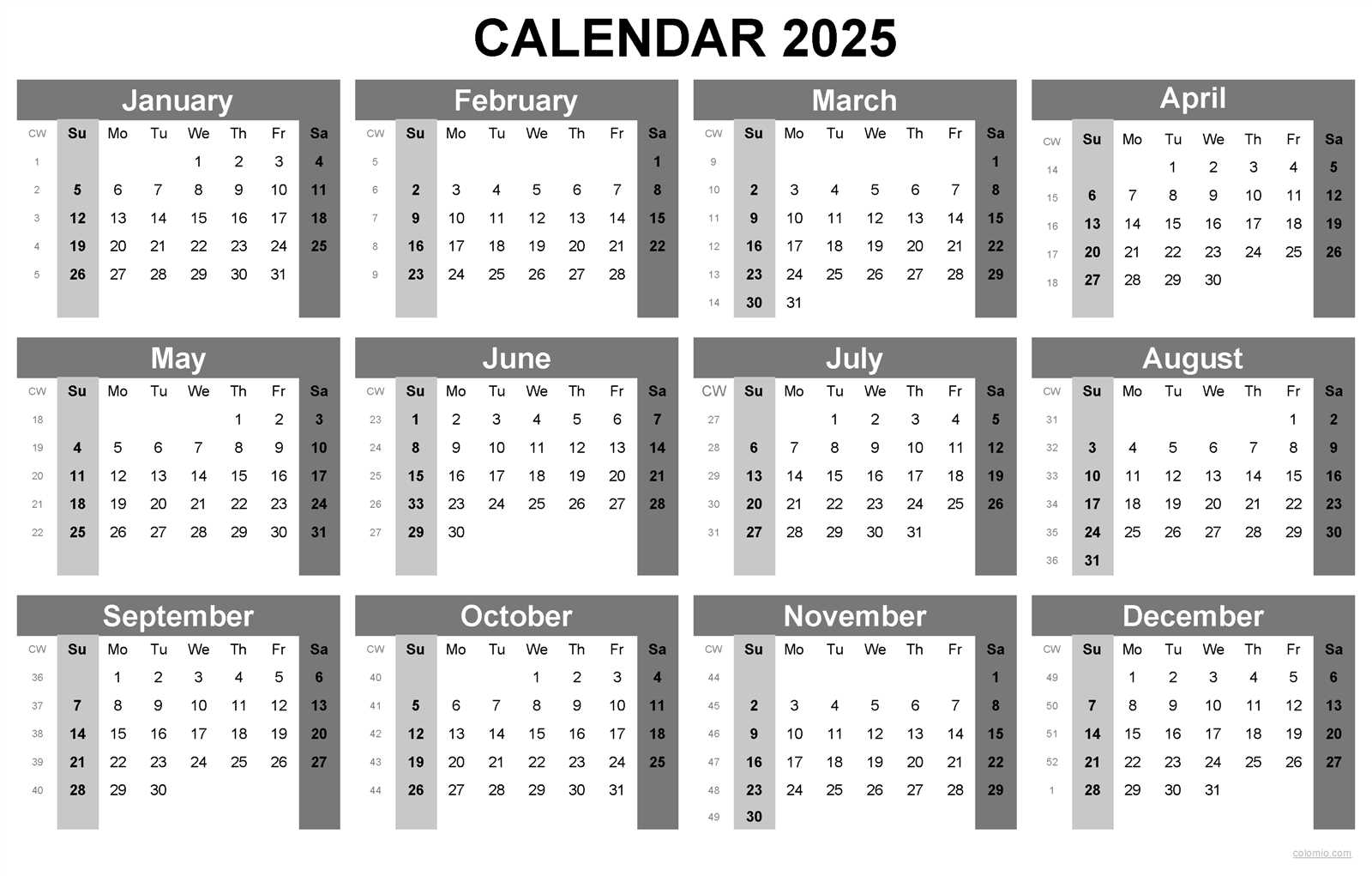 2025 printable calendar template with holidays