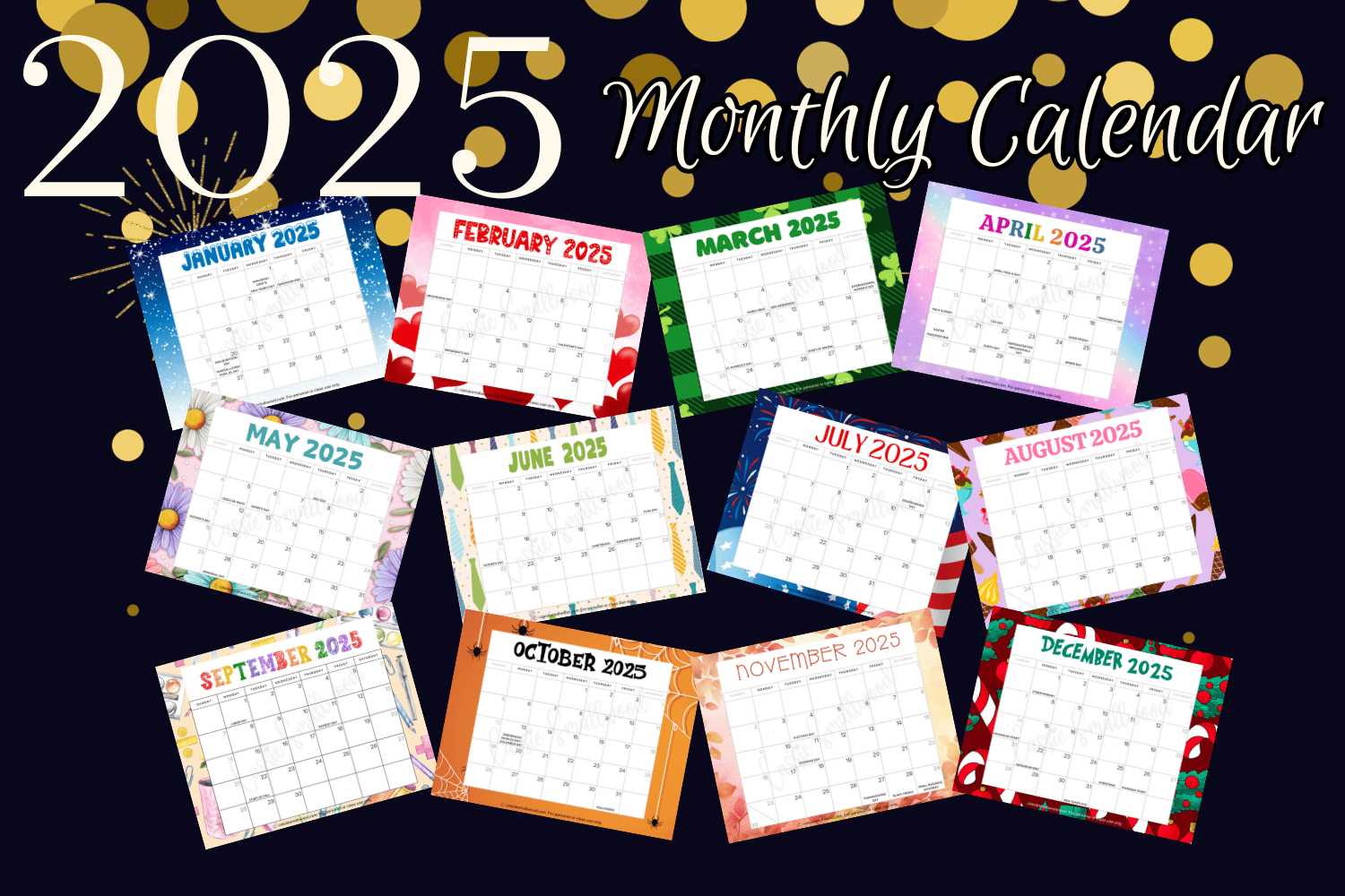 2025 printable monthly calendar template