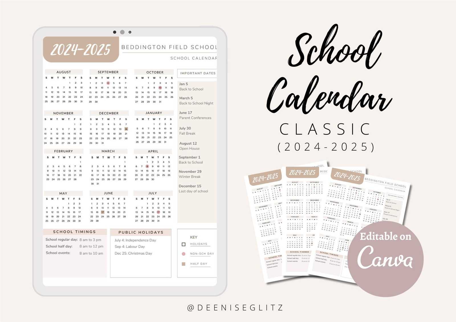 2025 to 2025 school year calendar template