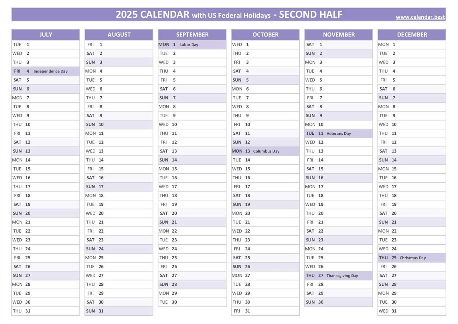 2025 yearly calendar template