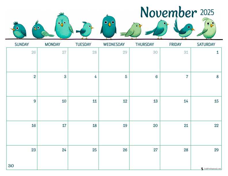 2026 calendar template november