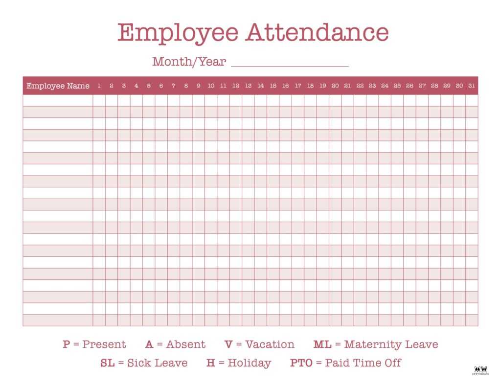 2026 employee attendance calendar template