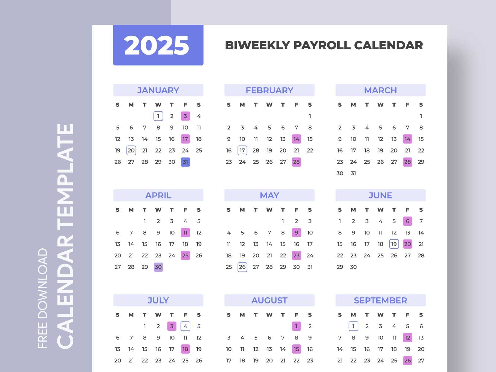 2026 biweekly payroll calendar template