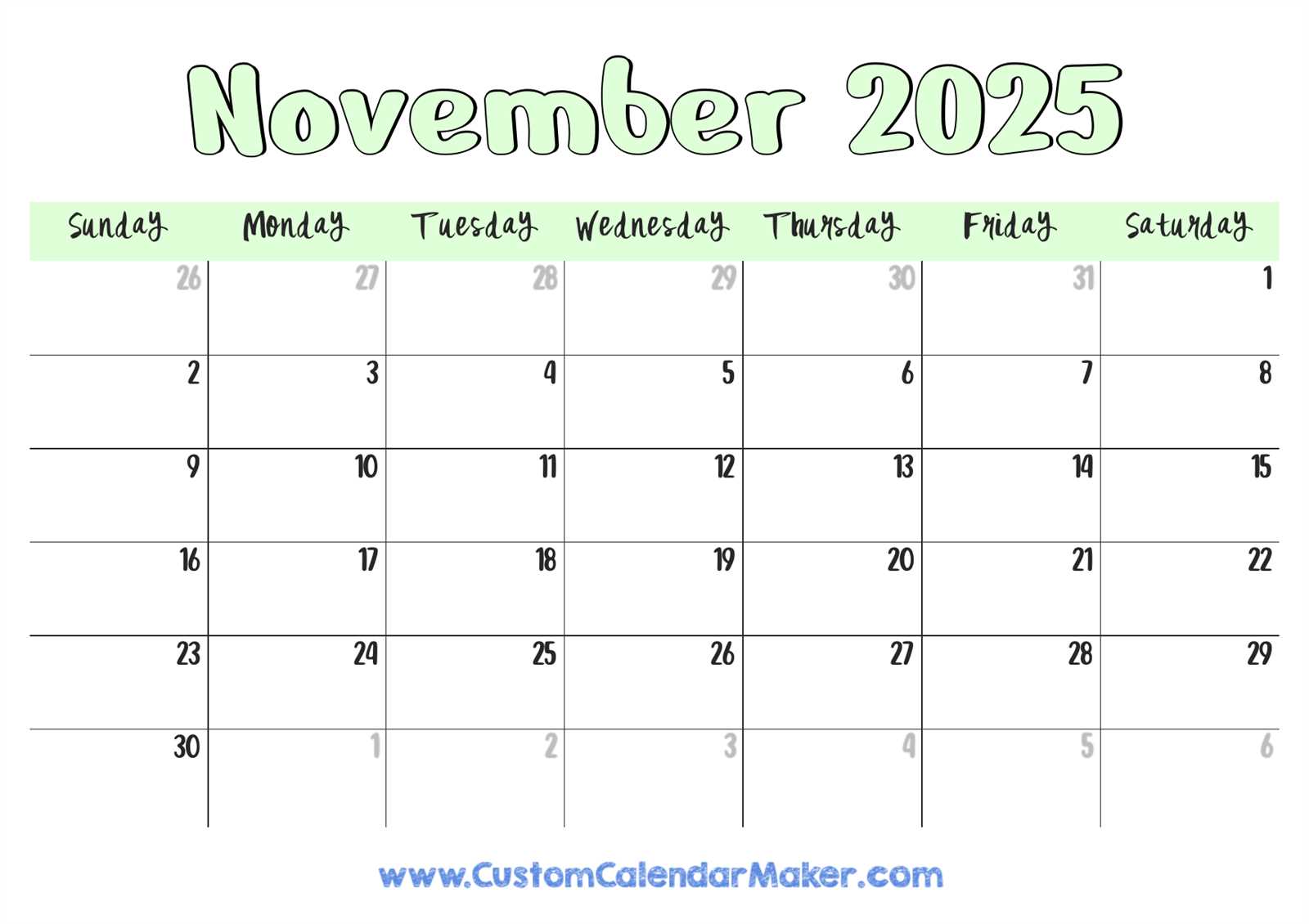2026 november calendar template 2026 november calendar template
