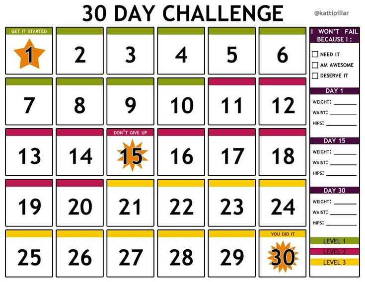 21 day challenge calendar template