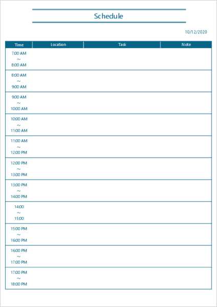 24 hour day calendar template