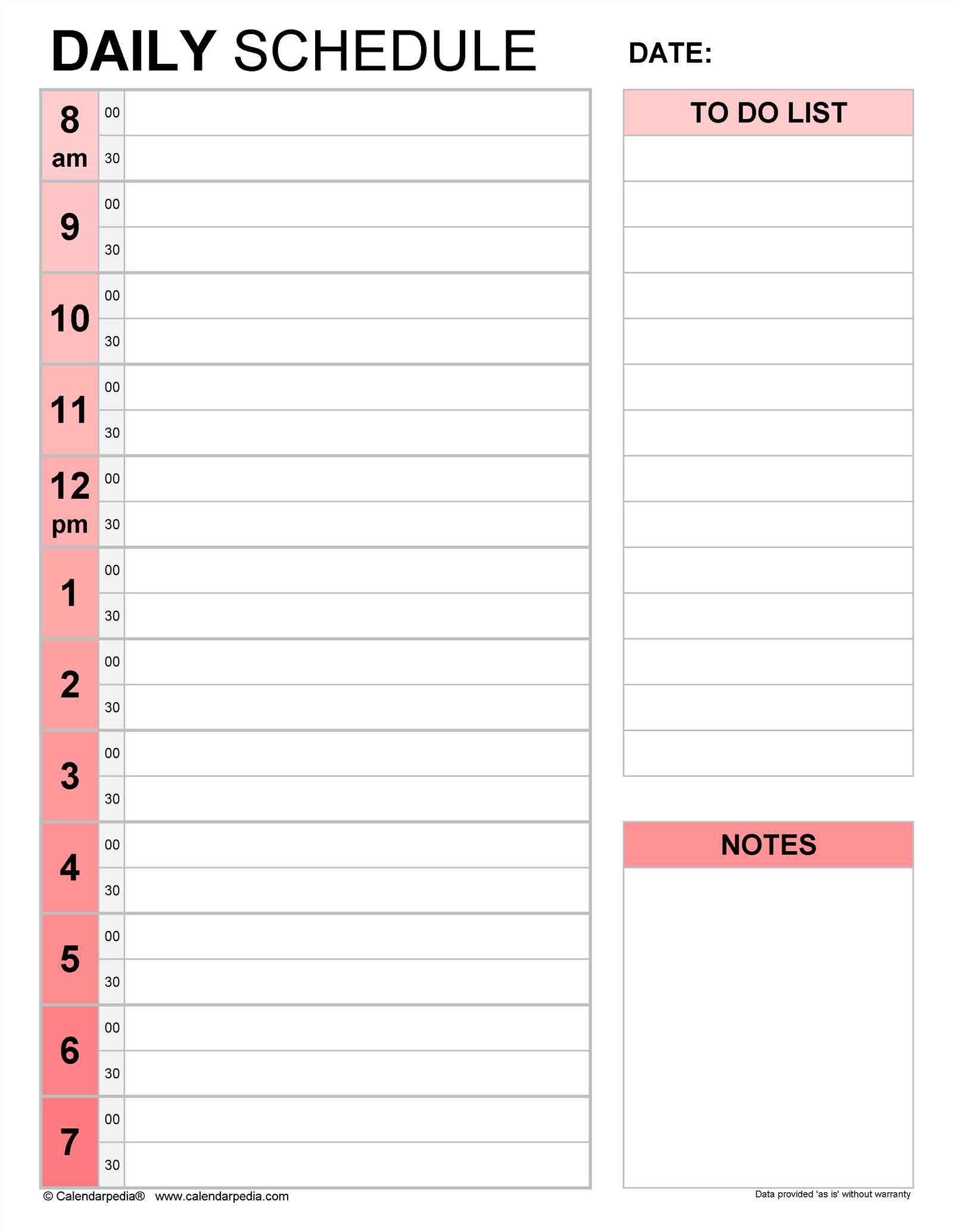 3 day calendar template