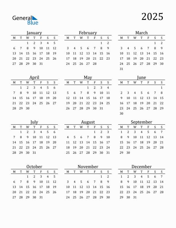 3 month calendar template 2025