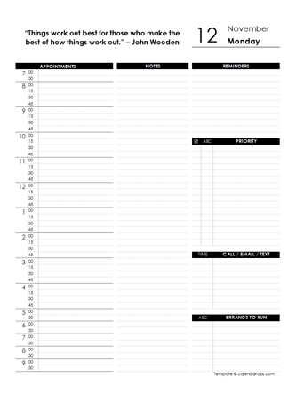 3 day calendar template