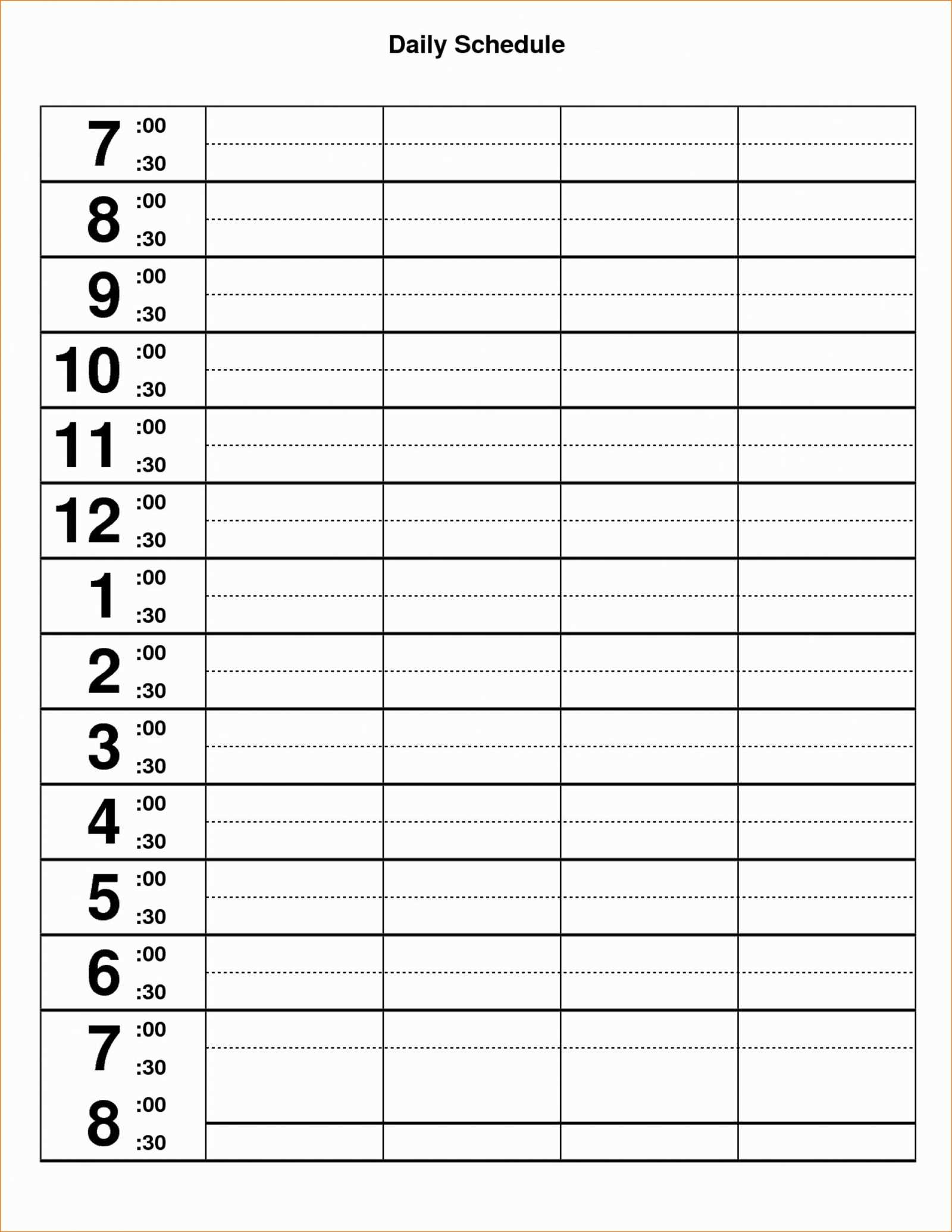 30 day calendar template