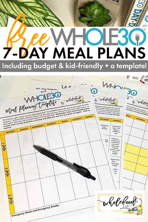 30 day meal plan calendar template