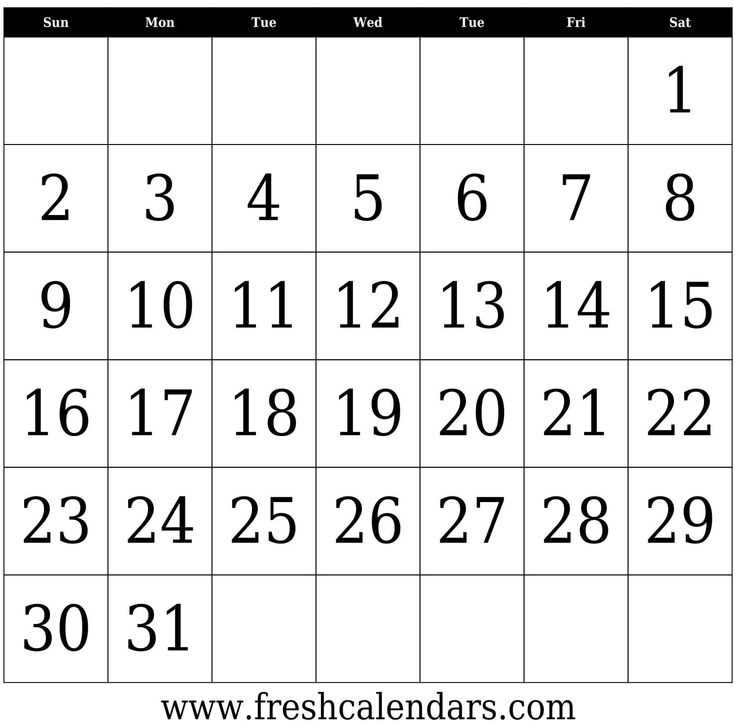 31 day month calendar template