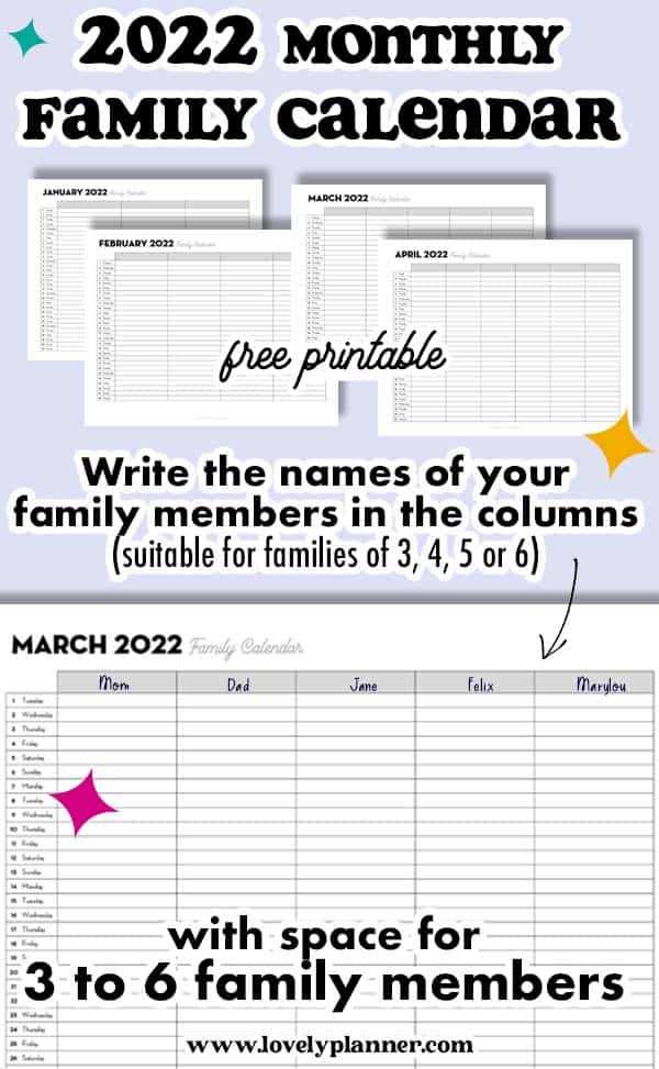 4 month planning calendar template