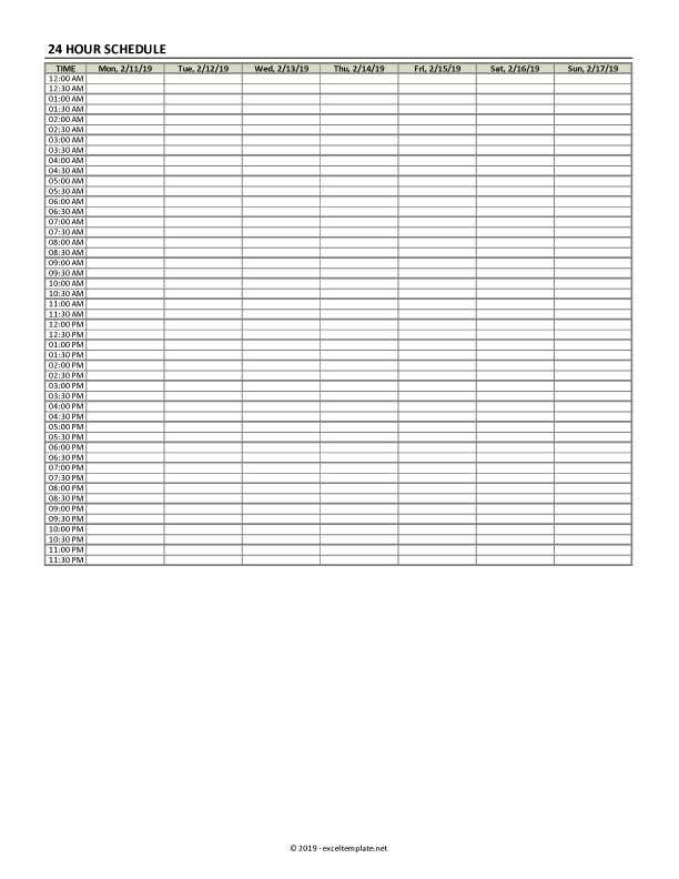 45 day calendar template