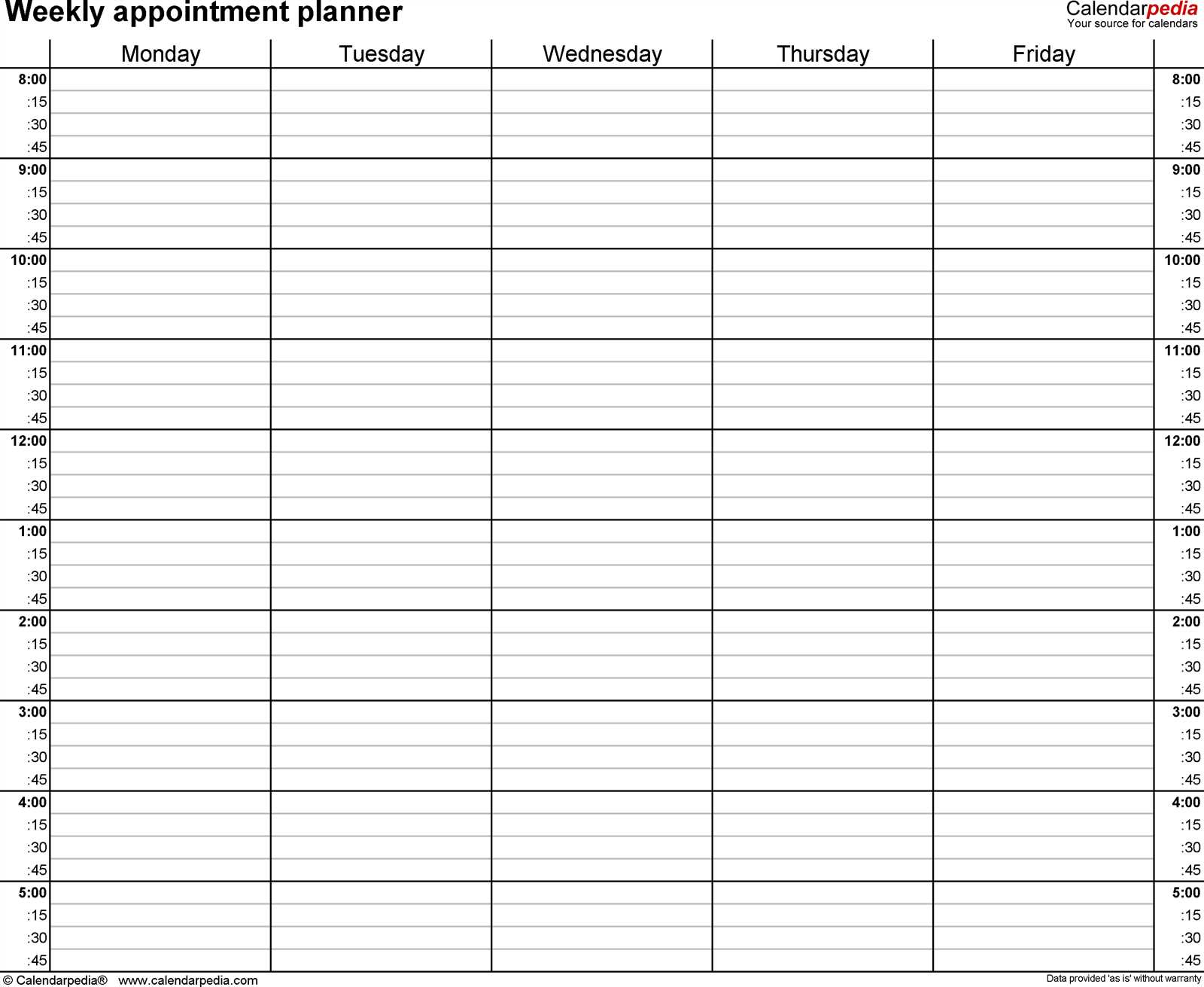 45 day calendar template