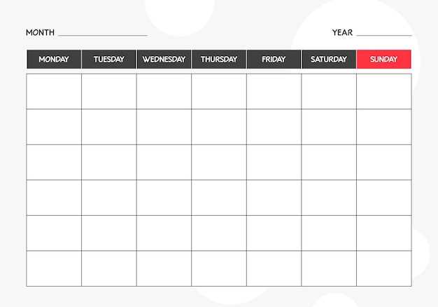 5 day monthly calendar template