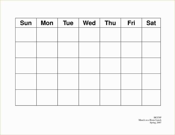 5 day monthly calendar template