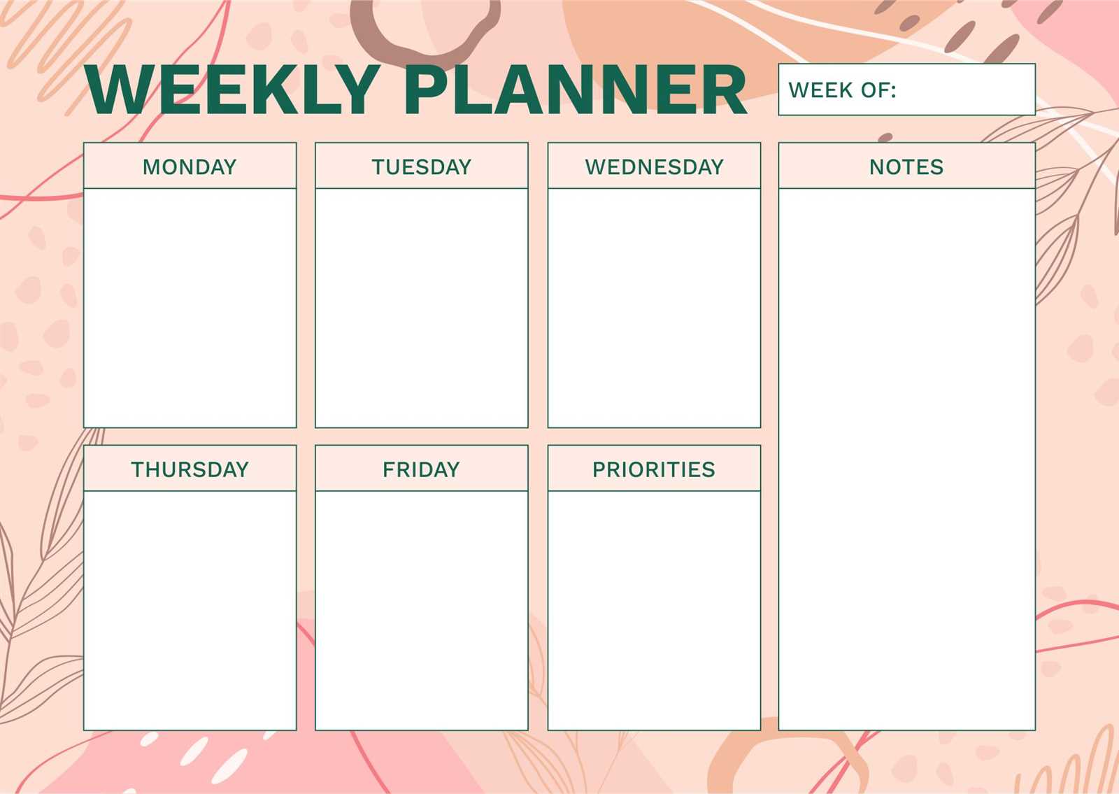 5 week calendar template