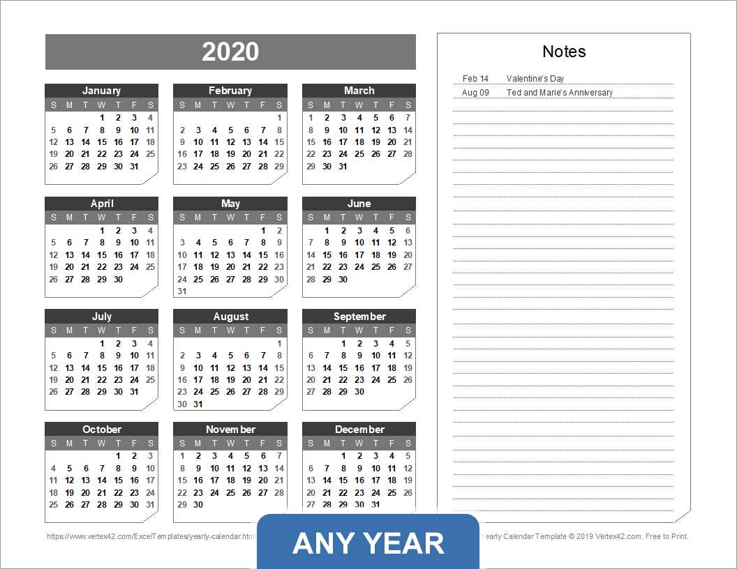 5 year calendar template