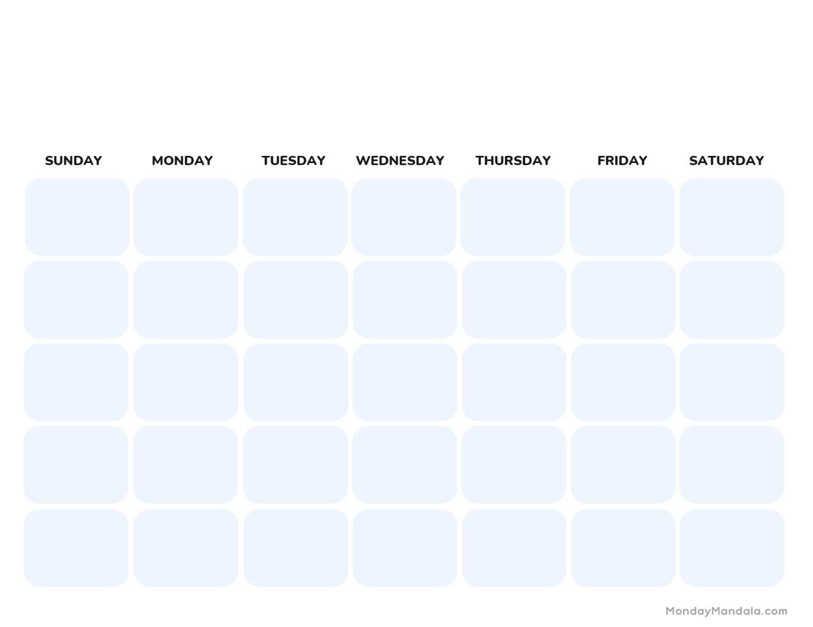 5 day calendar template free