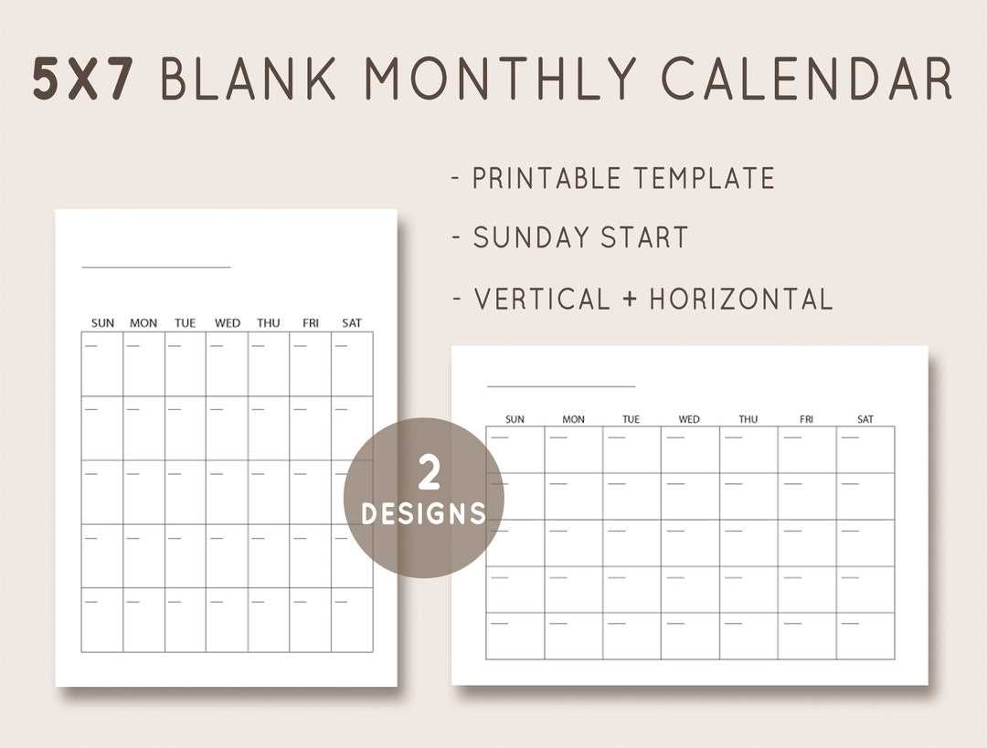 5 x 7 calendar template