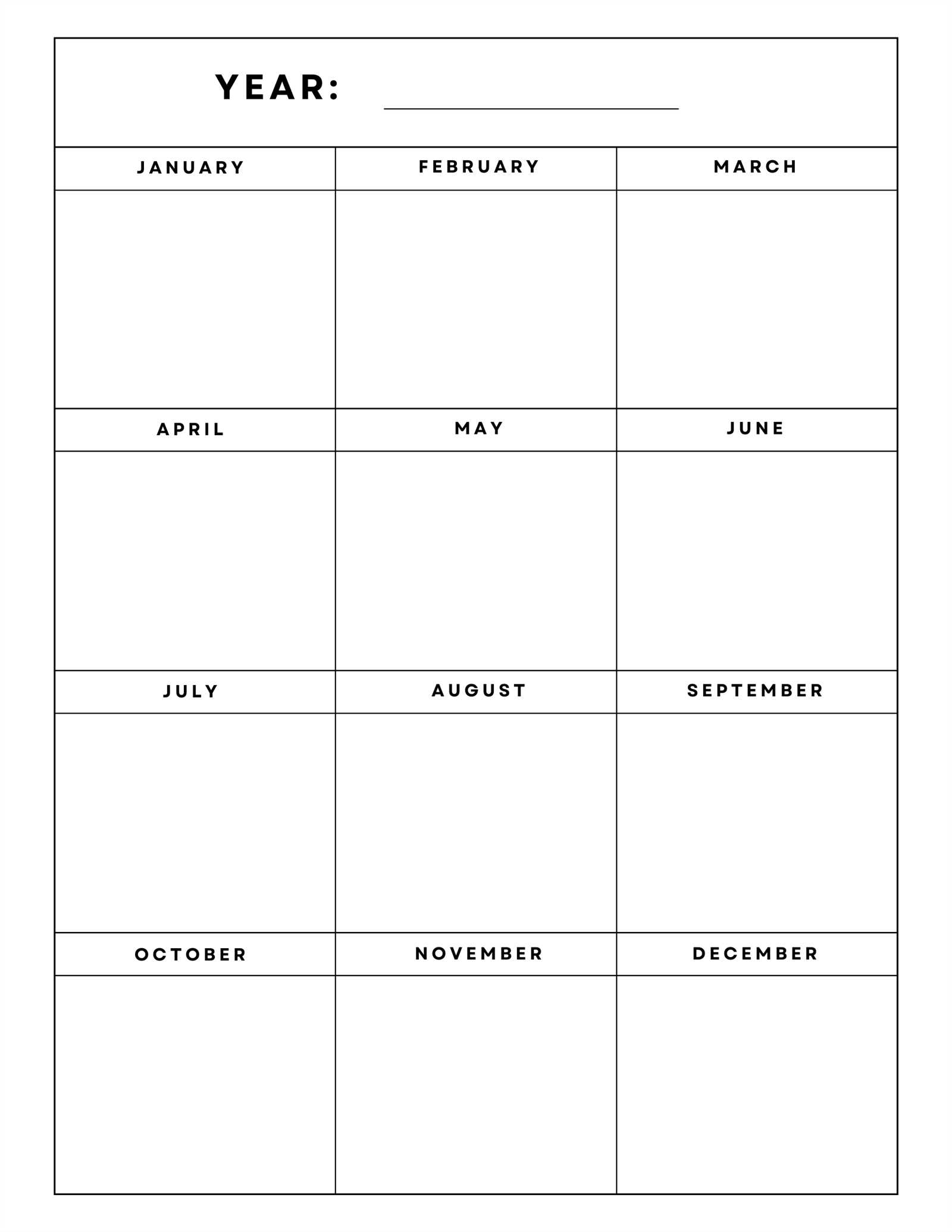 5 year calendar template