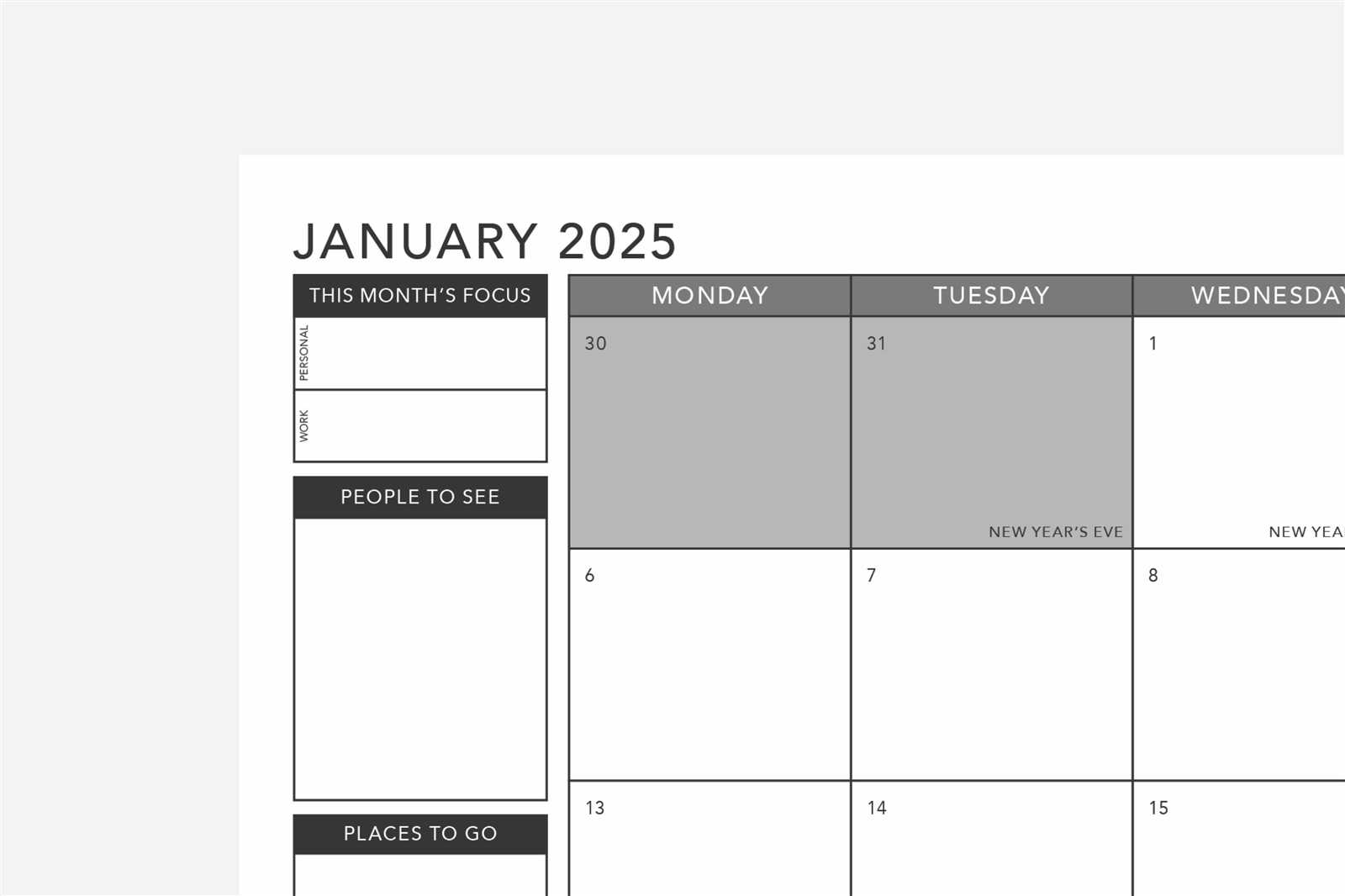 6 x 6 calendar template