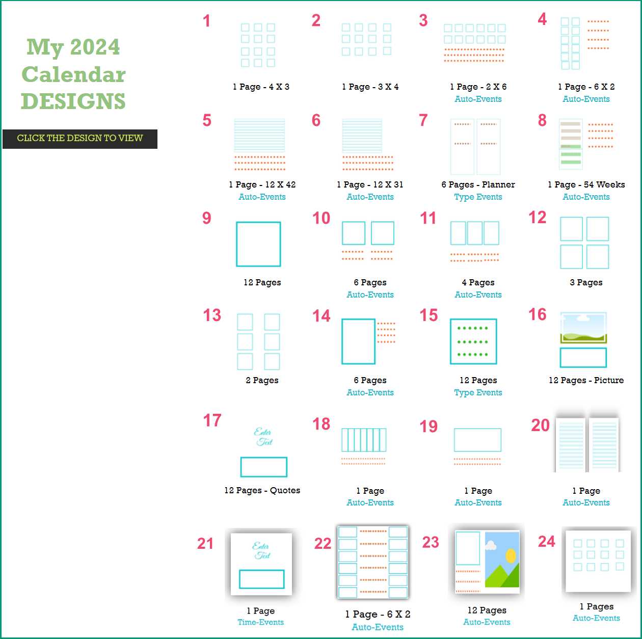 6 x 6 calendar template