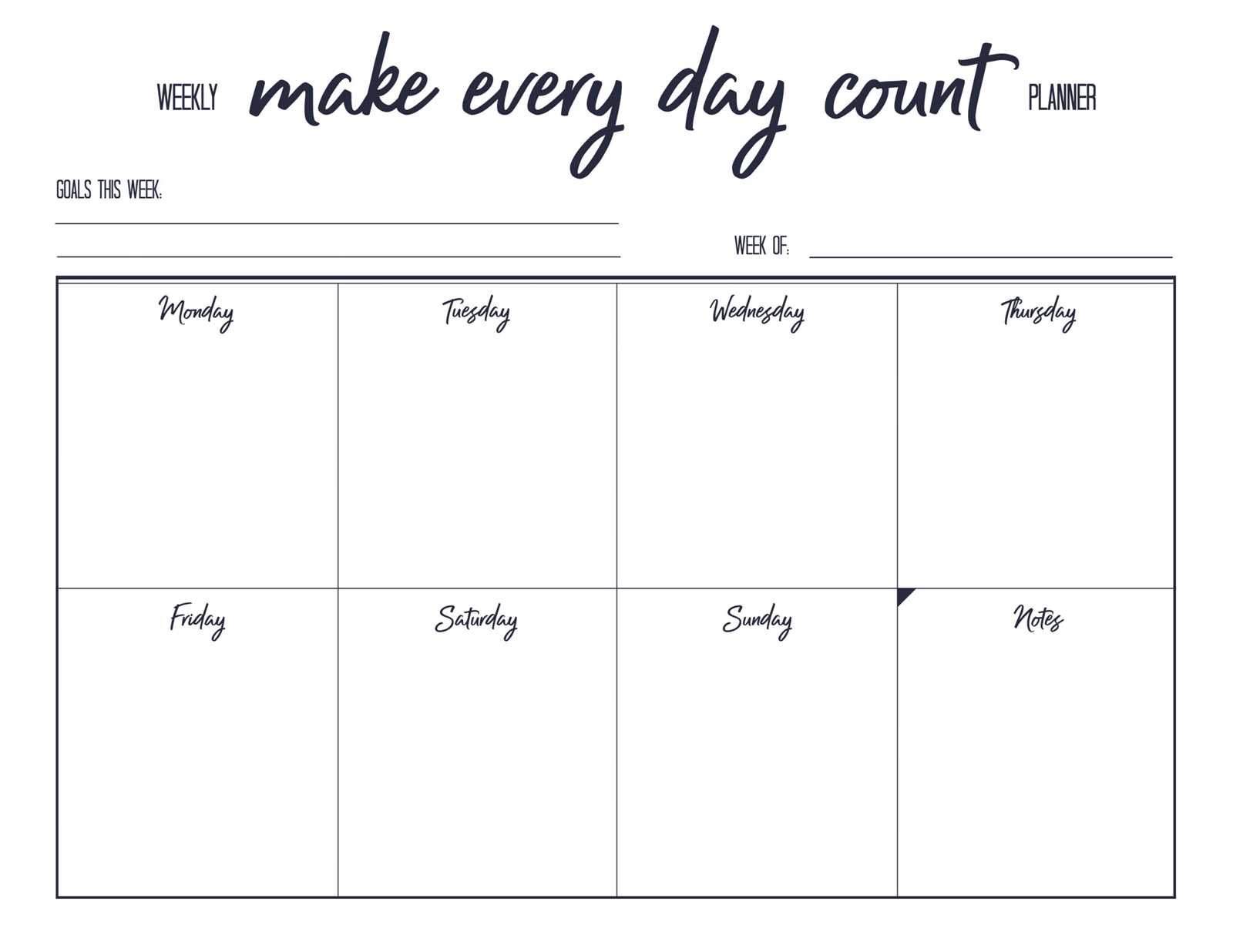 7 day calendar printable template