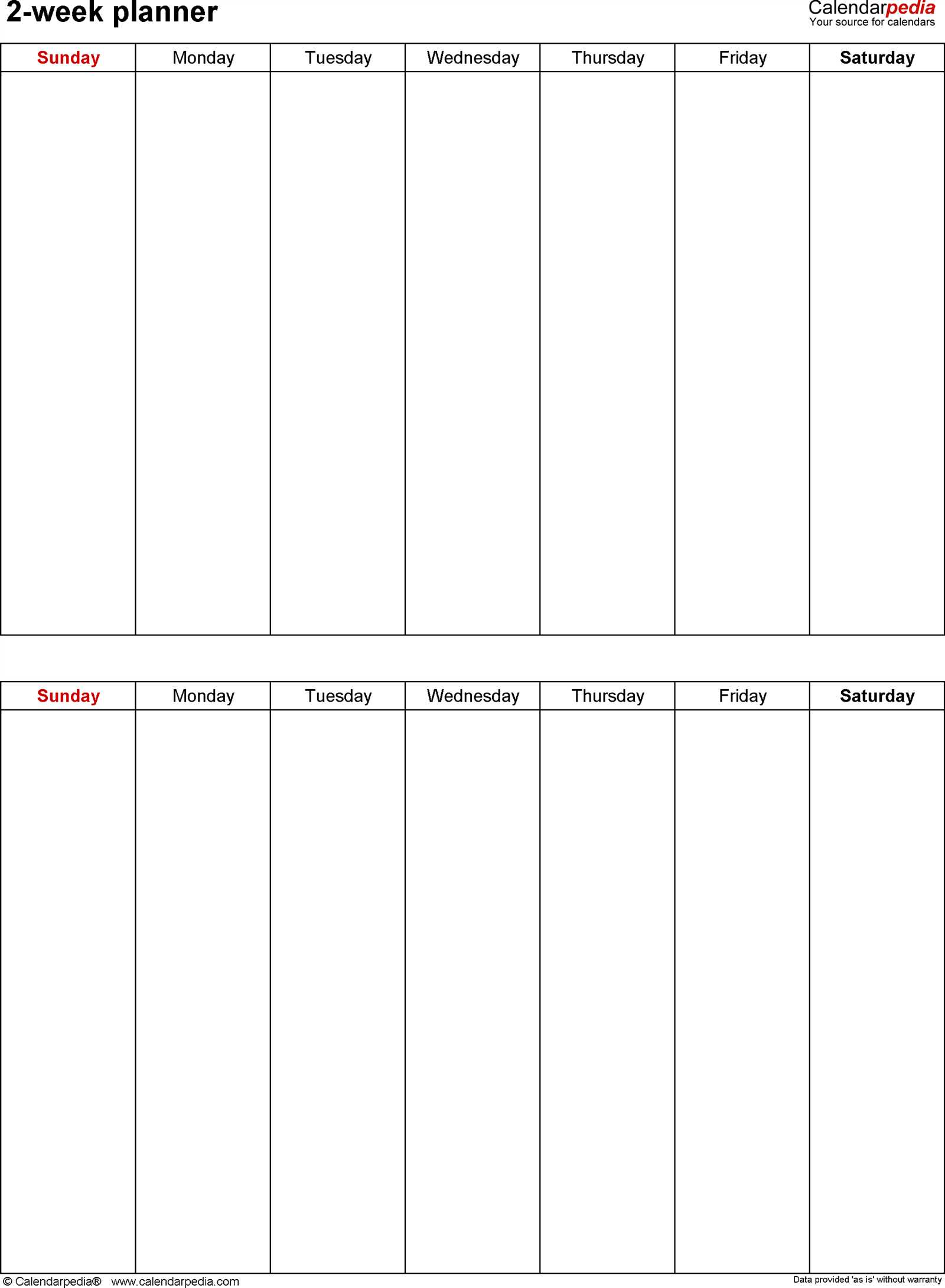 7 day calendar printable template