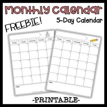 7 day calendar printable template