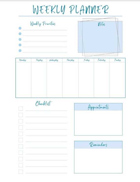 7 day printable weekly calendar template