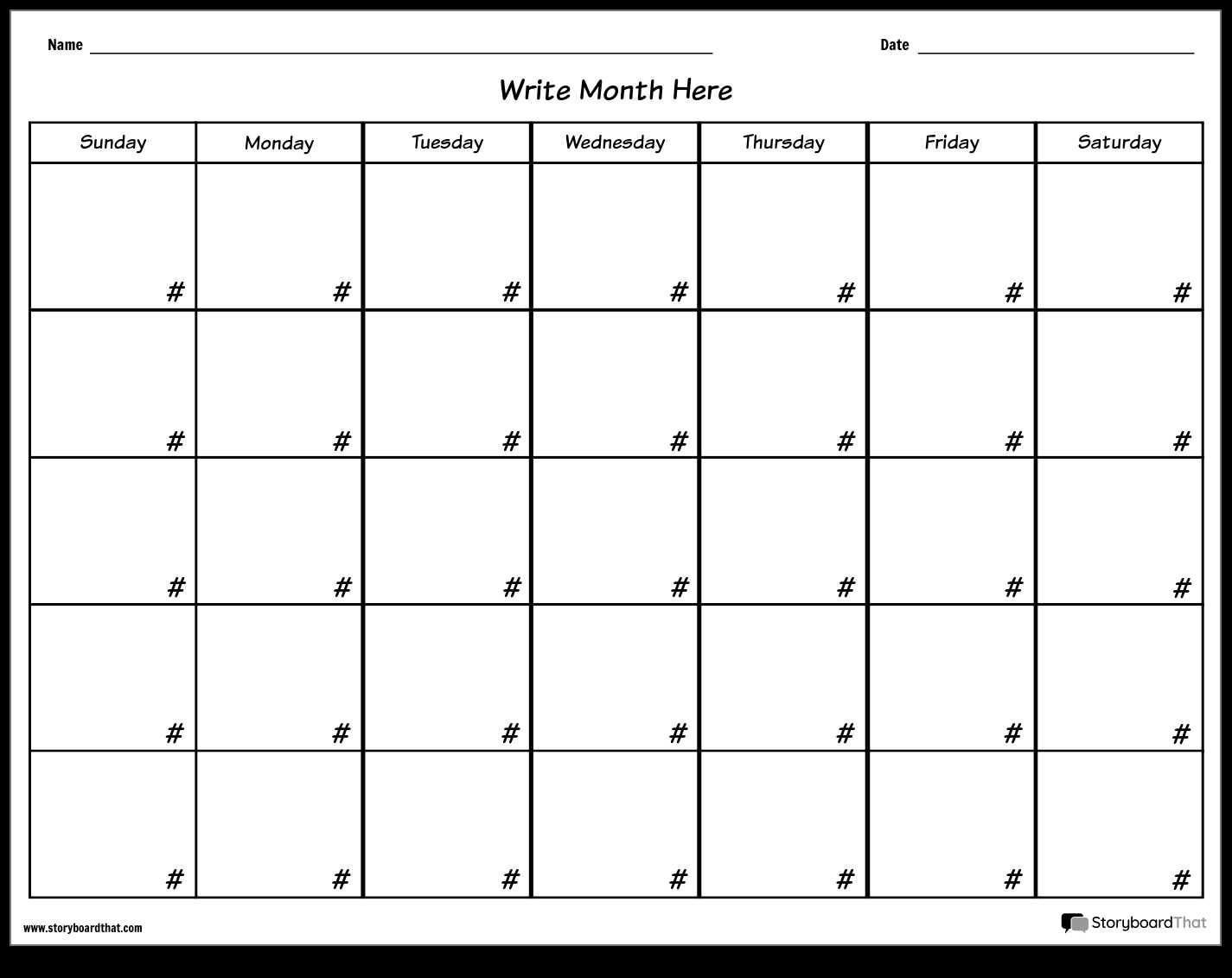 7 day calendar printable template