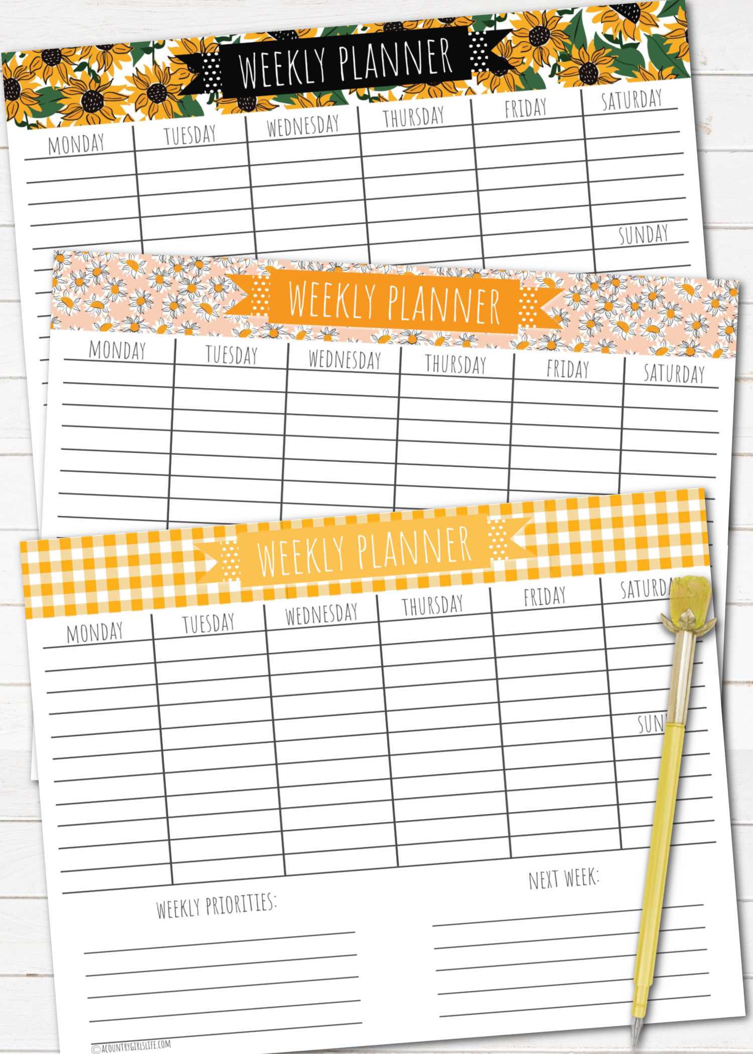 7 day printable weekly calendar template