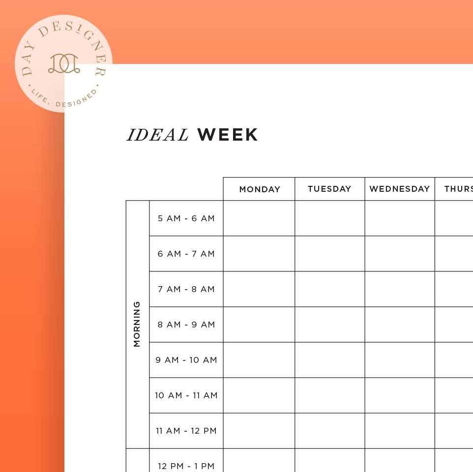 7 day week calendar template