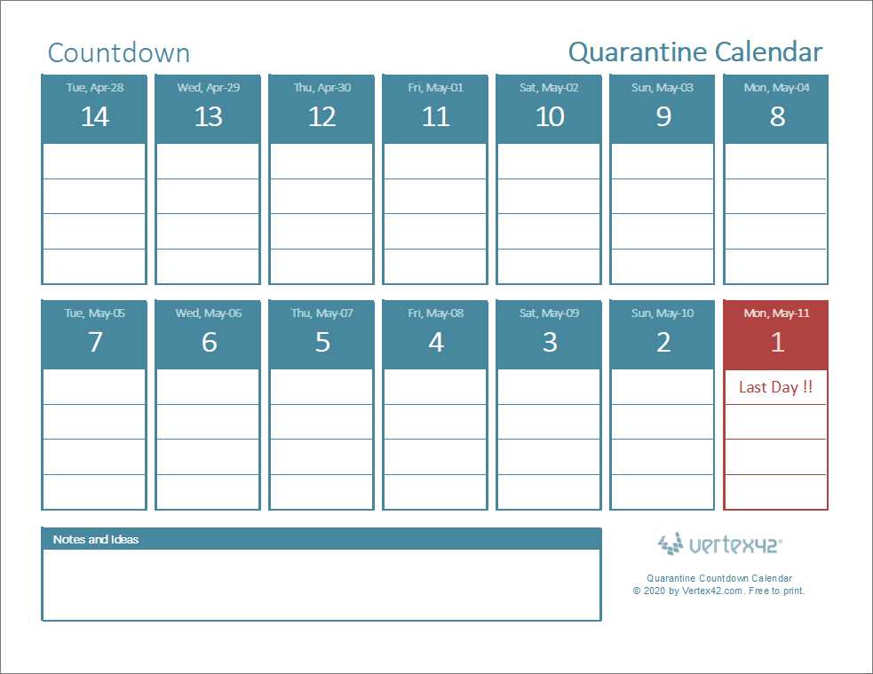 8 day calendar template