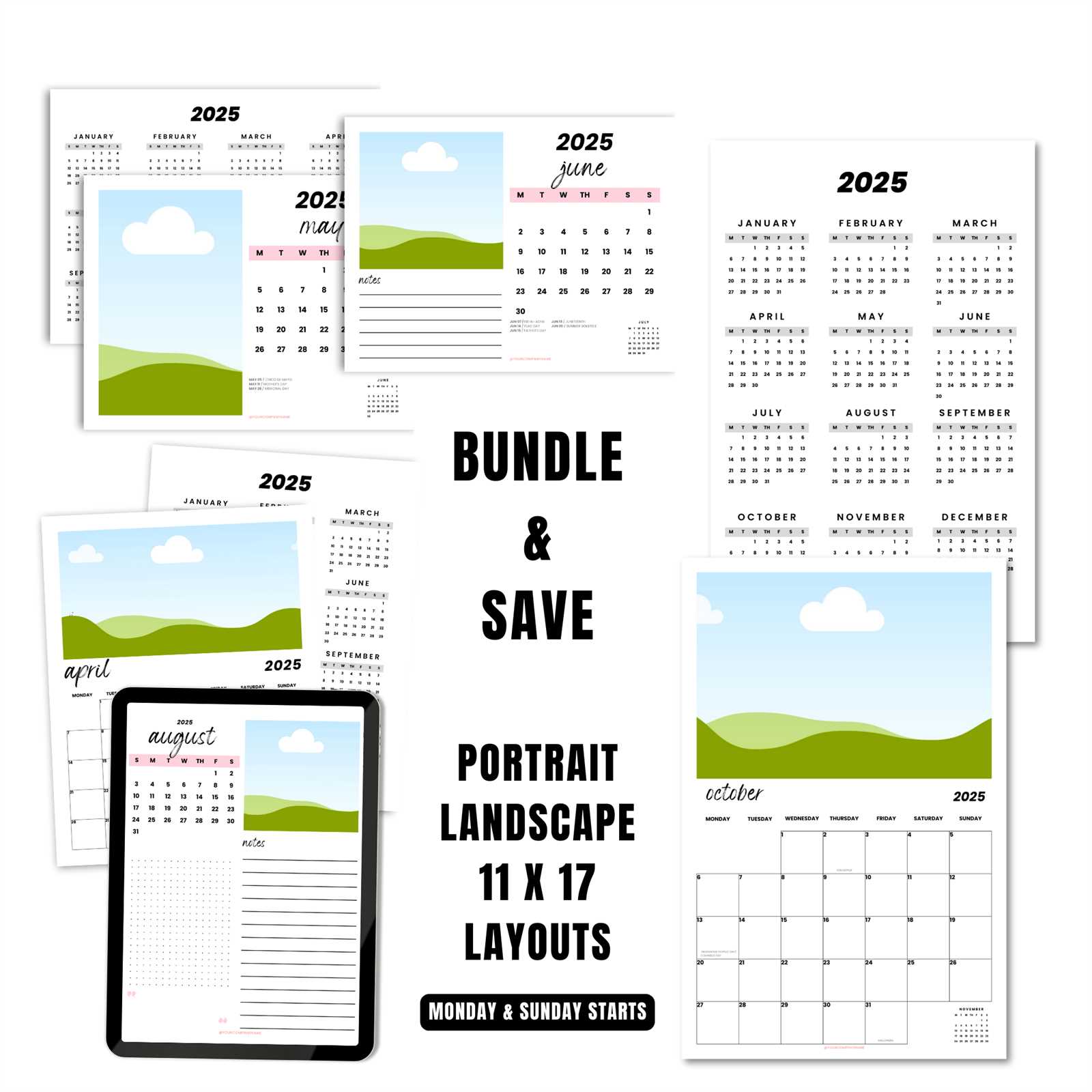 8.5 x 11 calendar template